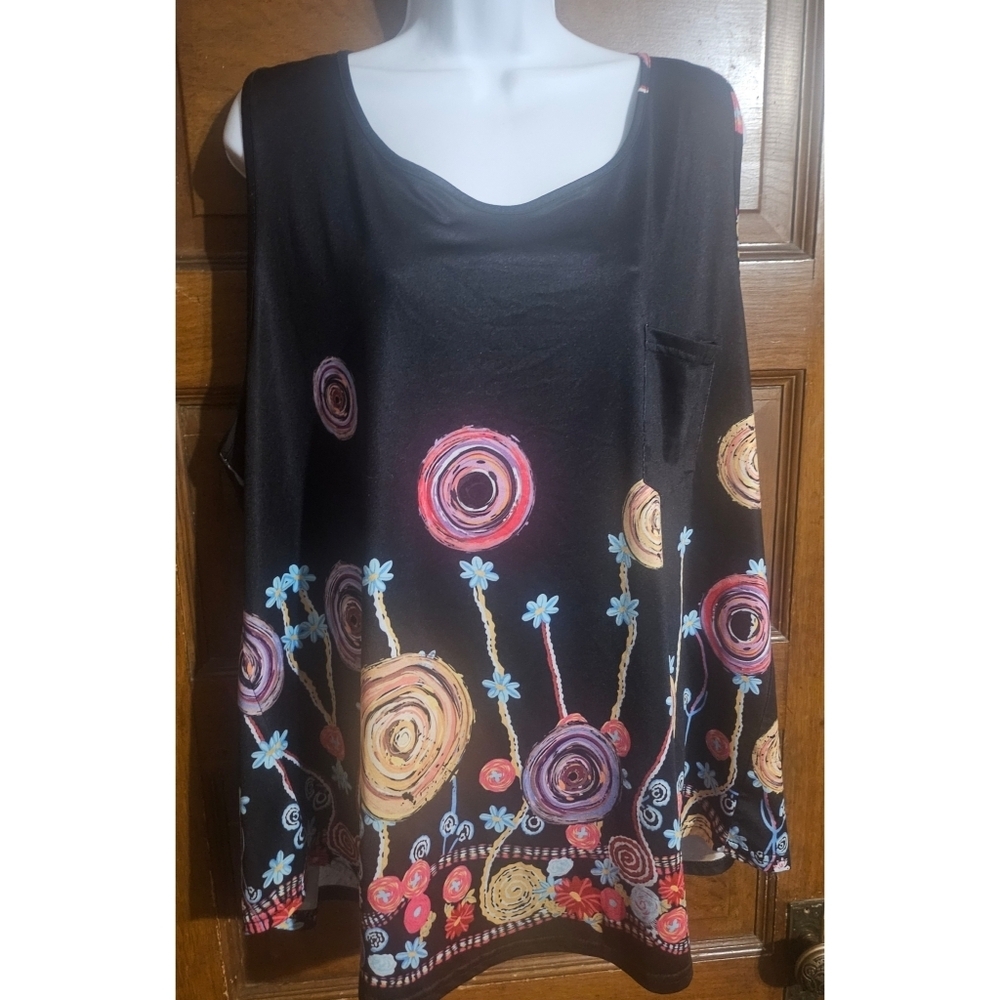 Woman's Plus Size Floral Print Satin Feel Flowy Tank Top